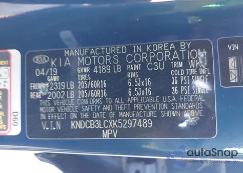 2019 Kia Niro Lx from USA, damaged, VIN KNDCB3LCXK5297489